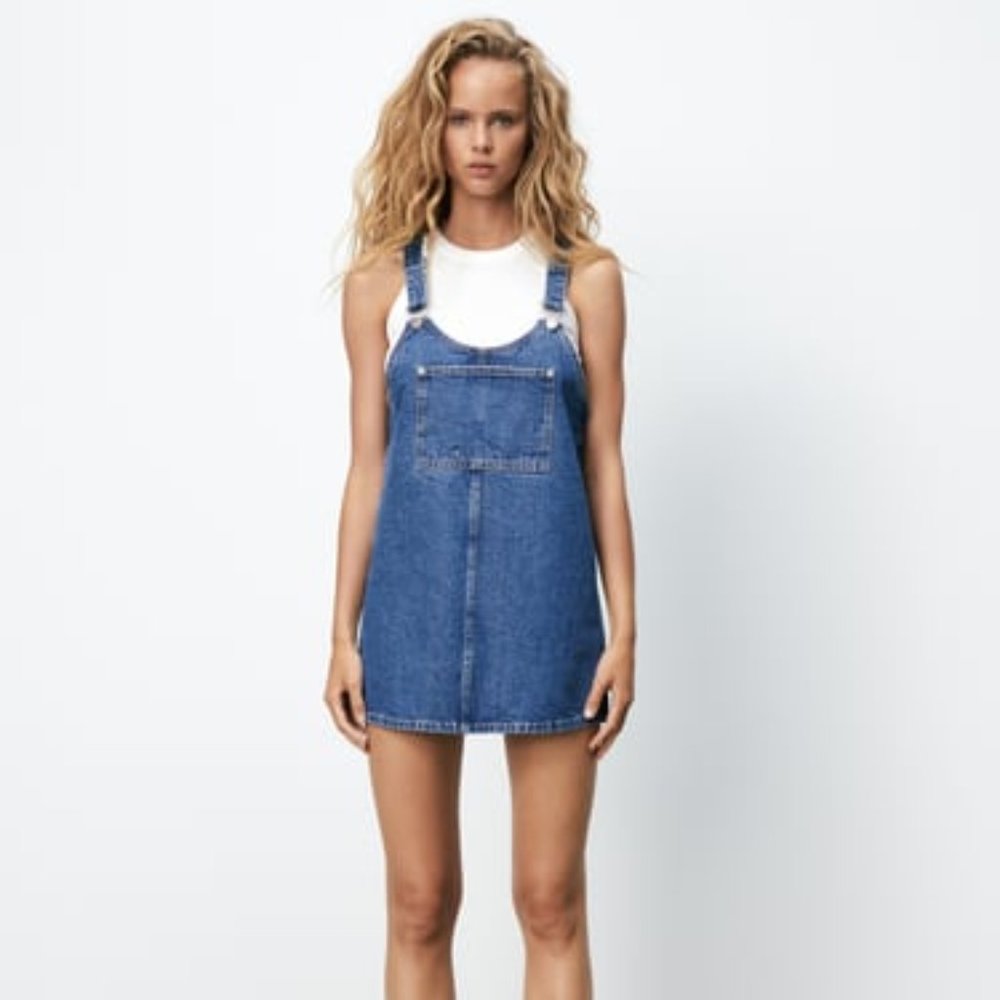 Zara Denim Overall Skirt ("Skirtall") - size Small